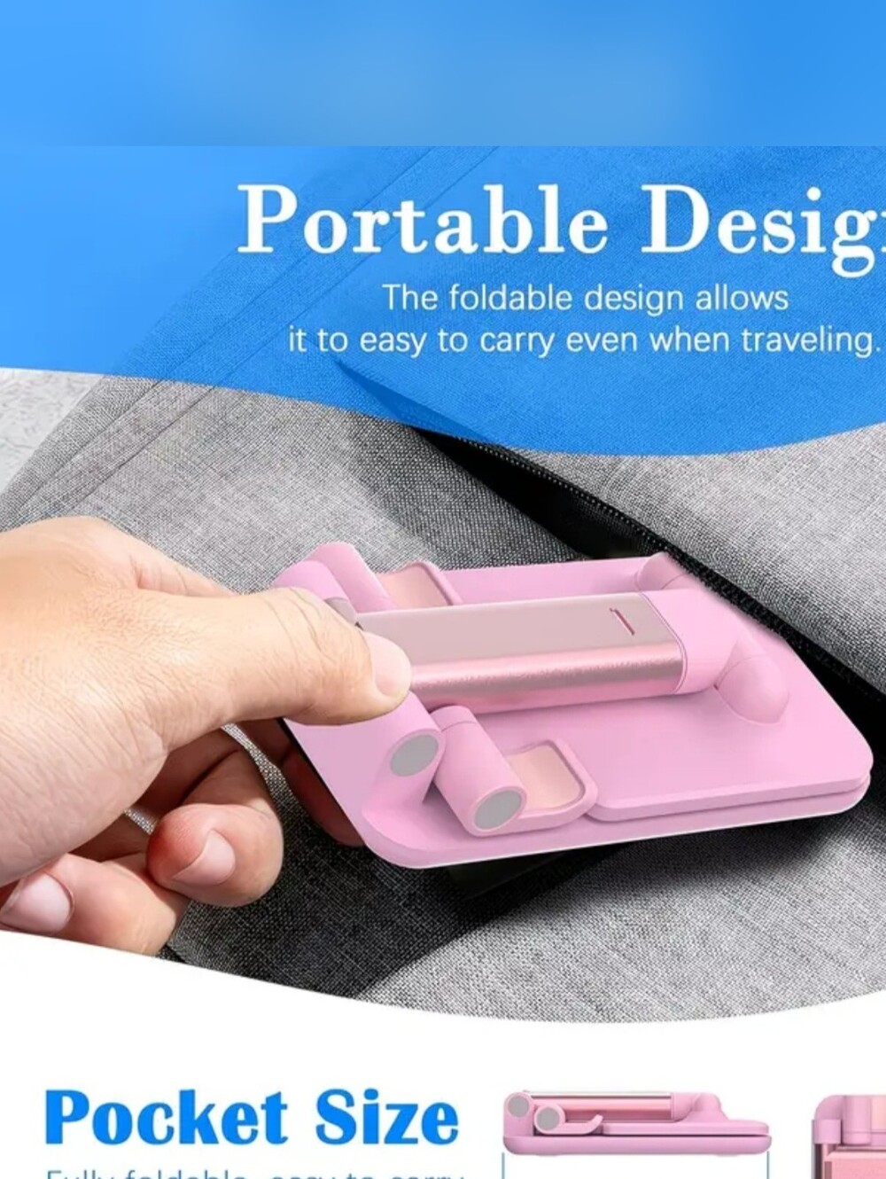 Adjustable Pink Tablet & Phone Stand - Portable Desktop Holder W/Makeup Mirror!! - Picture 2 of 8